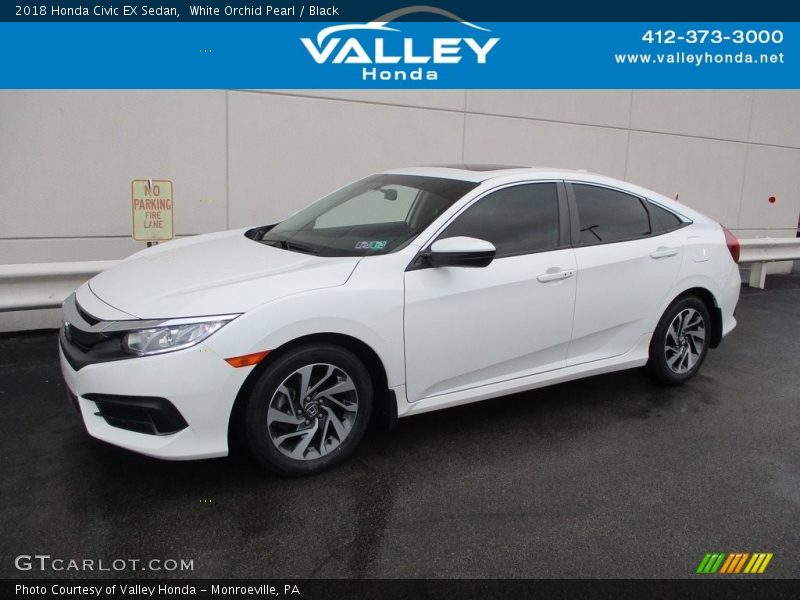 White Orchid Pearl / Black 2018 Honda Civic EX Sedan