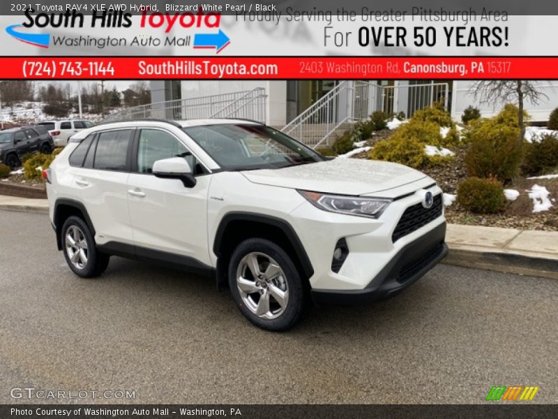 Blizzard White Pearl / Black 2021 Toyota RAV4 XLE AWD Hybrid