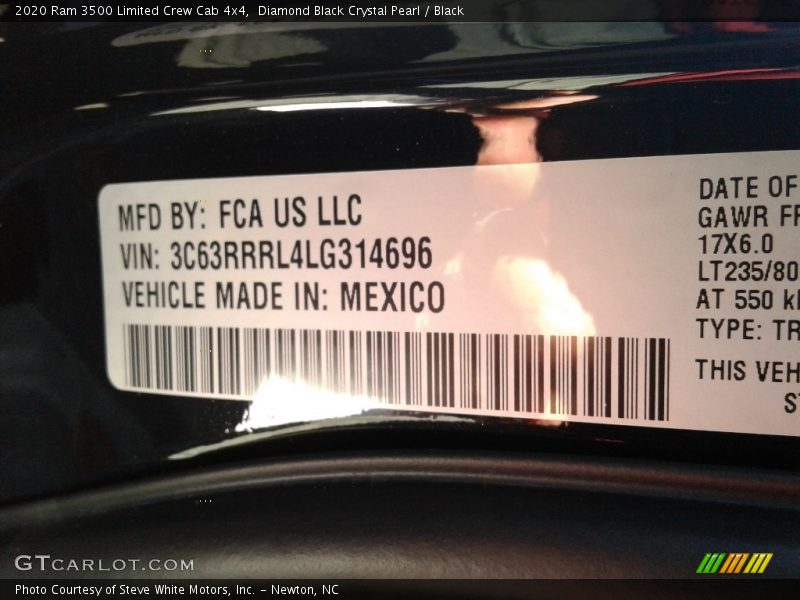 Diamond Black Crystal Pearl / Black 2020 Ram 3500 Limited Crew Cab 4x4