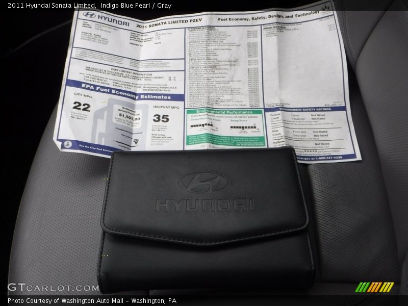 Indigo Blue Pearl / Gray 2011 Hyundai Sonata Limited