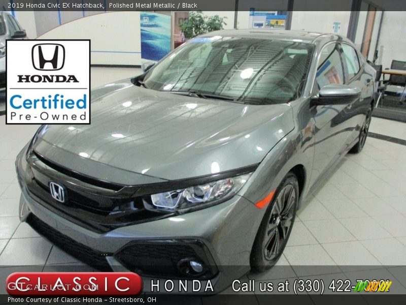 Polished Metal Metallic / Black 2019 Honda Civic EX Hatchback
