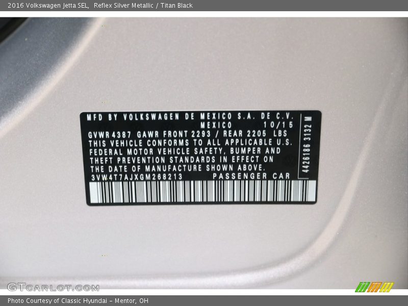 Reflex Silver Metallic / Titan Black 2016 Volkswagen Jetta SEL