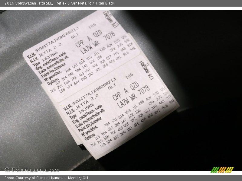 2016 Jetta SEL Reflex Silver Metallic Color Code LA7W