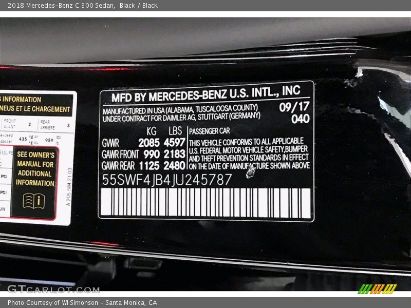 Black / Black 2018 Mercedes-Benz C 300 Sedan