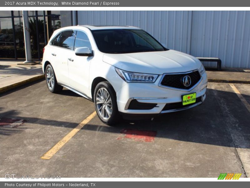 White Diamond Pearl / Espresso 2017 Acura MDX Technology