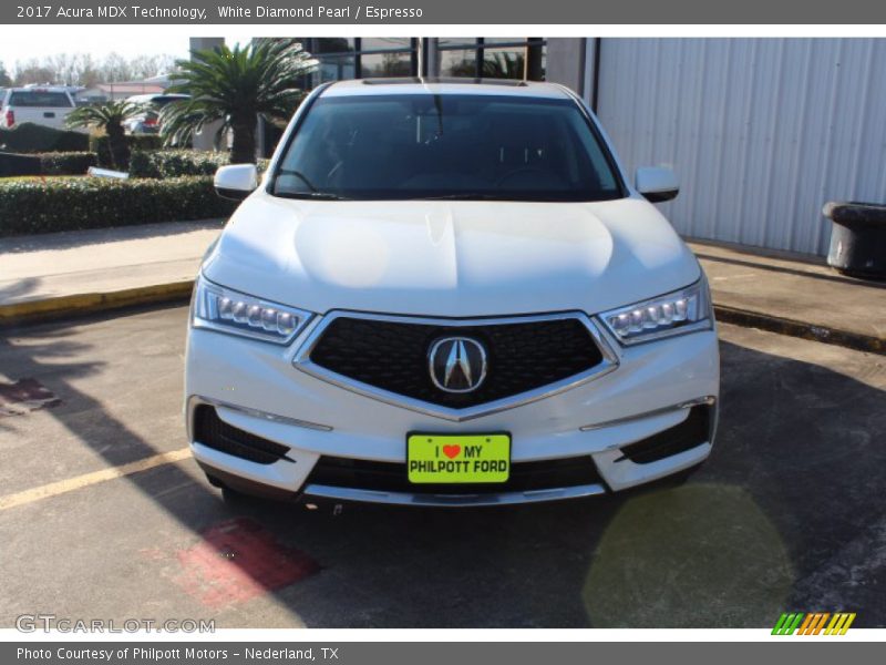 White Diamond Pearl / Espresso 2017 Acura MDX Technology