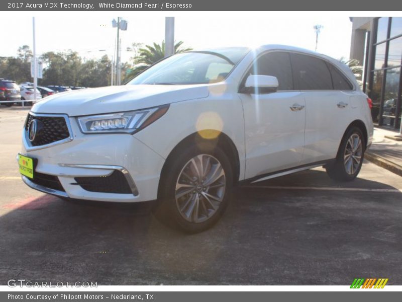 White Diamond Pearl / Espresso 2017 Acura MDX Technology