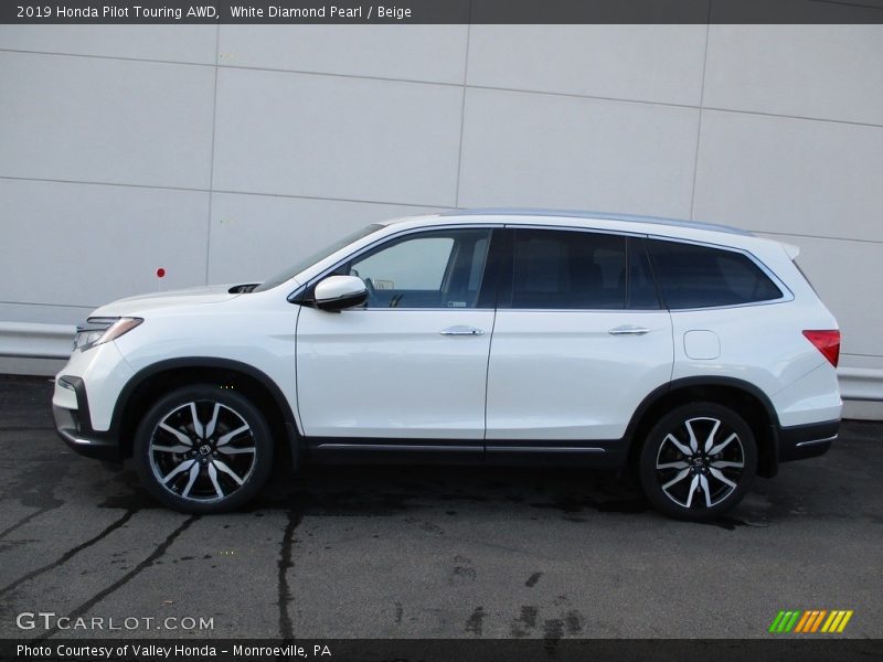 White Diamond Pearl / Beige 2019 Honda Pilot Touring AWD