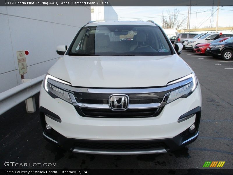 White Diamond Pearl / Beige 2019 Honda Pilot Touring AWD
