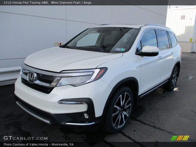 White Diamond Pearl / Beige 2019 Honda Pilot Touring AWD