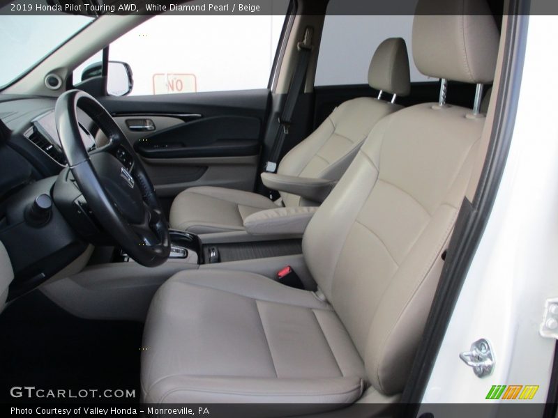 White Diamond Pearl / Beige 2019 Honda Pilot Touring AWD