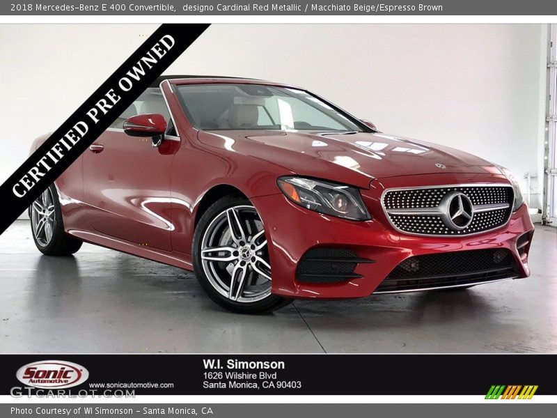 designo Cardinal Red Metallic / Macchiato Beige/Espresso Brown 2018 Mercedes-Benz E 400 Convertible