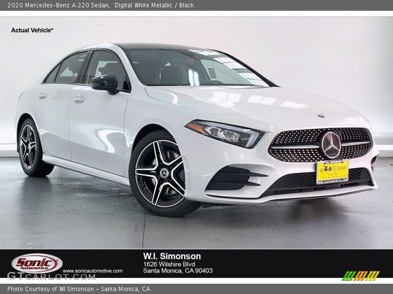 Digital White Metallic / Black 2020 Mercedes-Benz A 220 Sedan