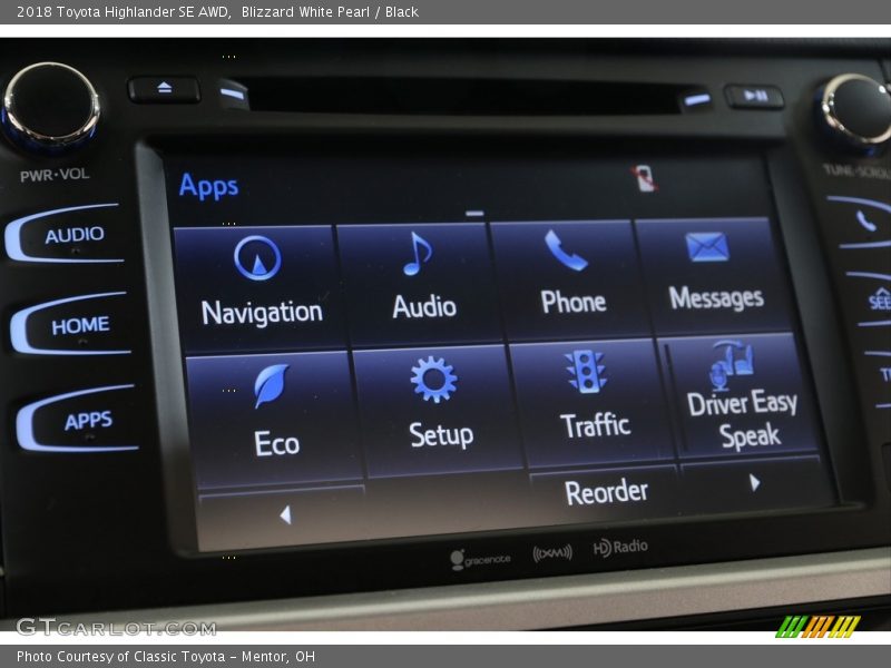 Blizzard White Pearl / Black 2018 Toyota Highlander SE AWD