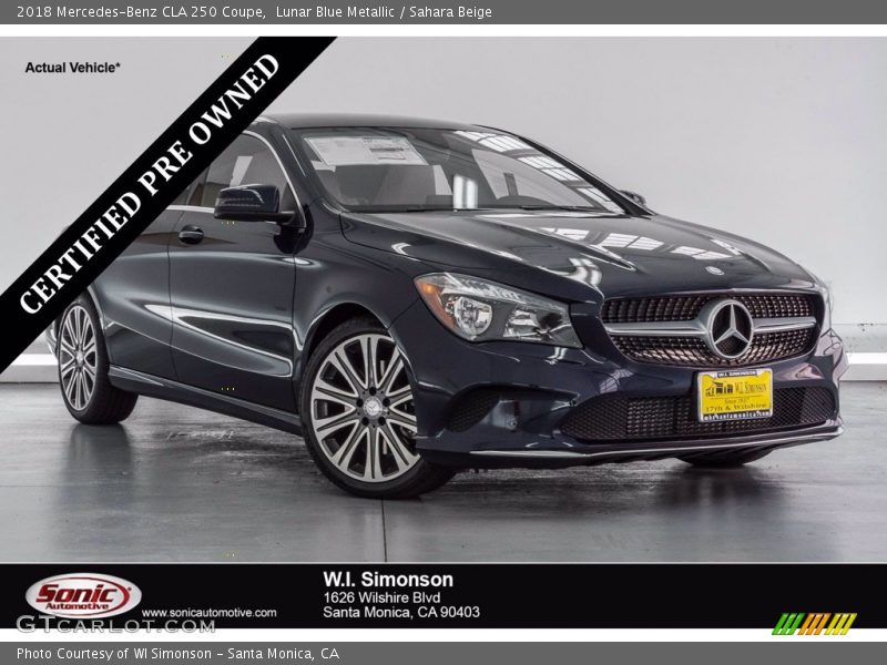 Lunar Blue Metallic / Sahara Beige 2018 Mercedes-Benz CLA 250 Coupe