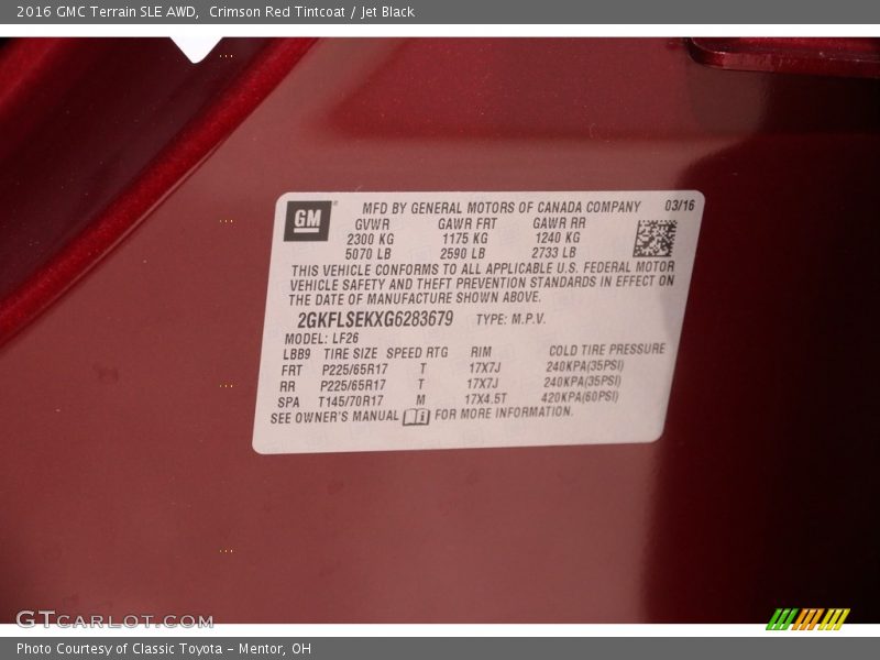Crimson Red Tintcoat / Jet Black 2016 GMC Terrain SLE AWD