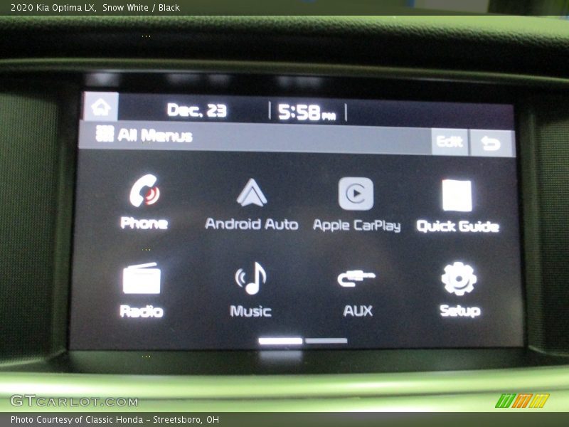 Snow White / Black 2020 Kia Optima LX