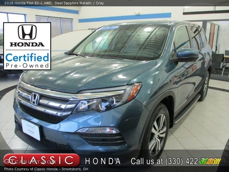 Steel Sapphire Metallic / Gray 2018 Honda Pilot EX-L AWD