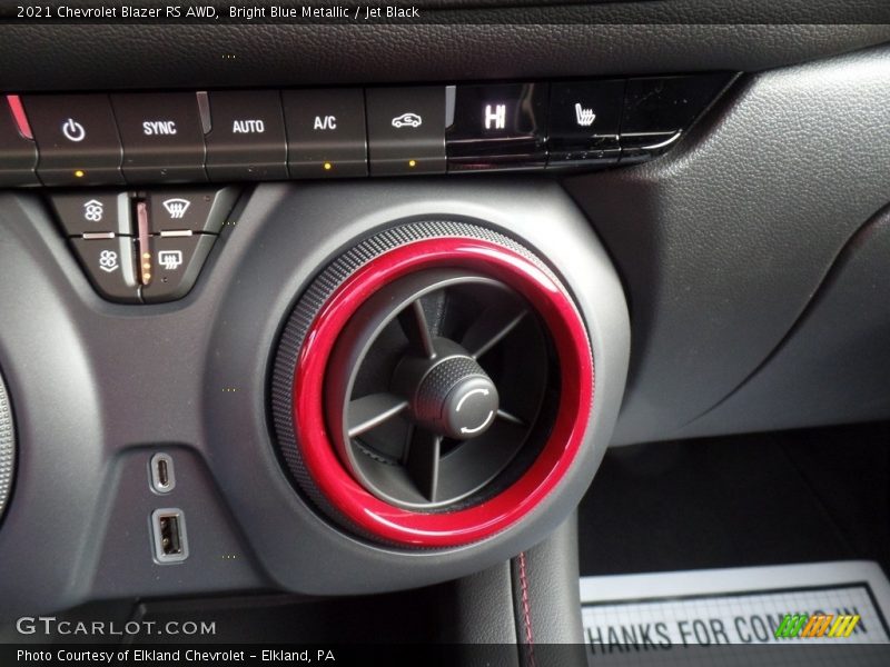 Bright Blue Metallic / Jet Black 2021 Chevrolet Blazer RS AWD
