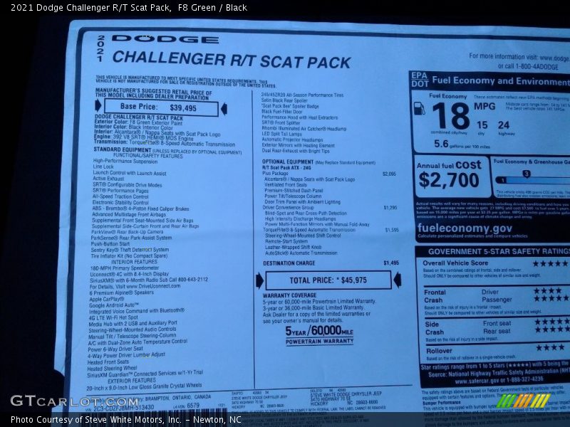 F8 Green / Black 2021 Dodge Challenger R/T Scat Pack