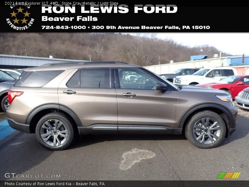 Stone Gray Metallic / Light Slate 2021 Ford Explorer XLT 4WD