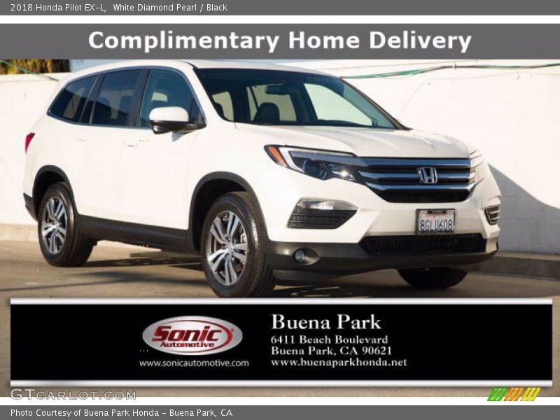 White Diamond Pearl / Black 2018 Honda Pilot EX-L