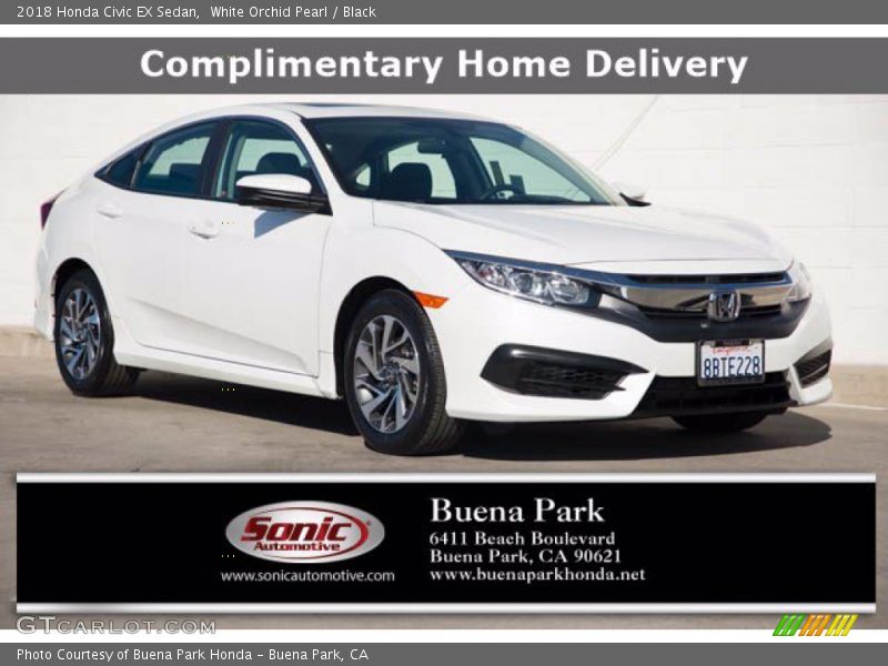 White Orchid Pearl / Black 2018 Honda Civic EX Sedan