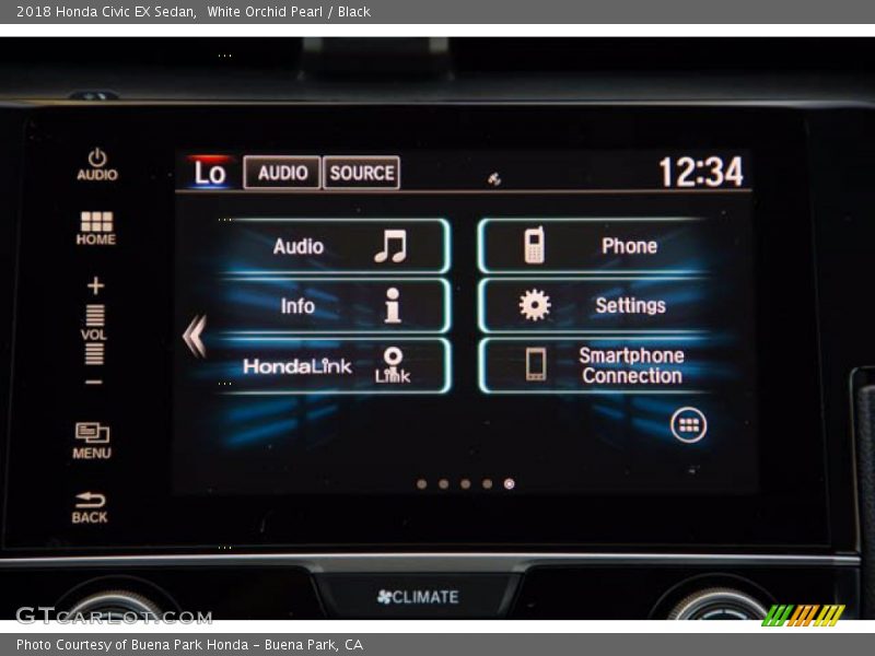 White Orchid Pearl / Black 2018 Honda Civic EX Sedan