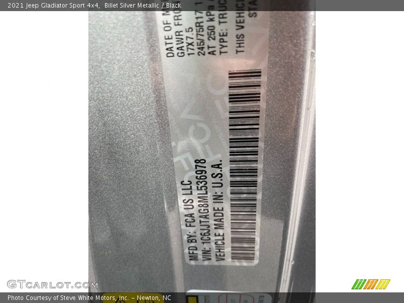 Billet Silver Metallic / Black 2021 Jeep Gladiator Sport 4x4