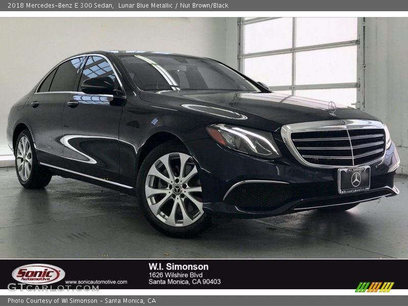Lunar Blue Metallic / Nut Brown/Black 2018 Mercedes-Benz E 300 Sedan