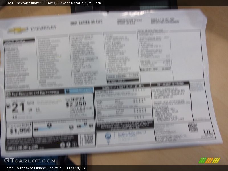 Pewter Metallic / Jet Black 2021 Chevrolet Blazer RS AWD