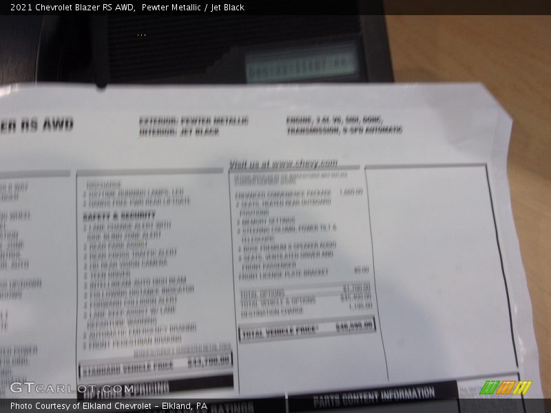 Pewter Metallic / Jet Black 2021 Chevrolet Blazer RS AWD