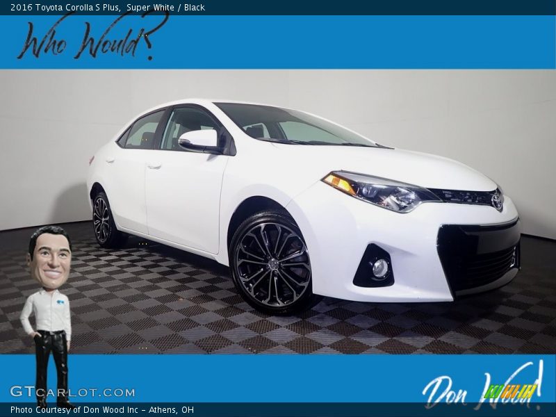 Super White / Black 2016 Toyota Corolla S Plus