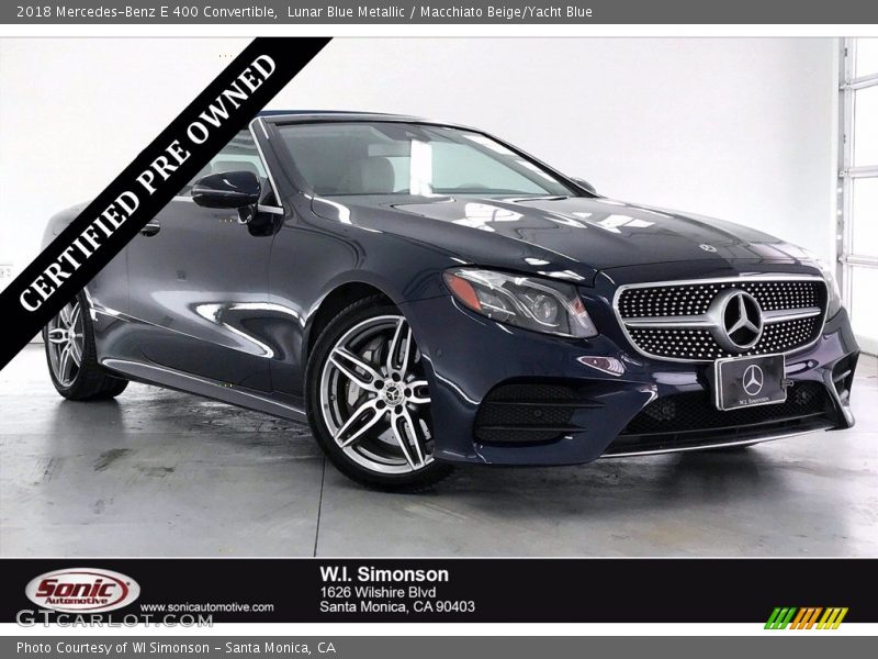Lunar Blue Metallic / Macchiato Beige/Yacht Blue 2018 Mercedes-Benz E 400 Convertible