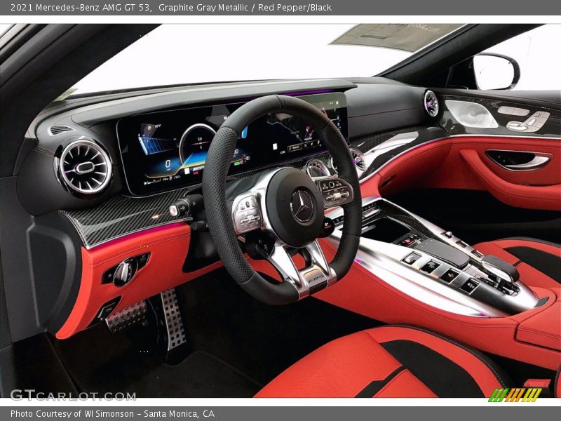 Graphite Gray Metallic / Red Pepper/Black 2021 Mercedes-Benz AMG GT 53