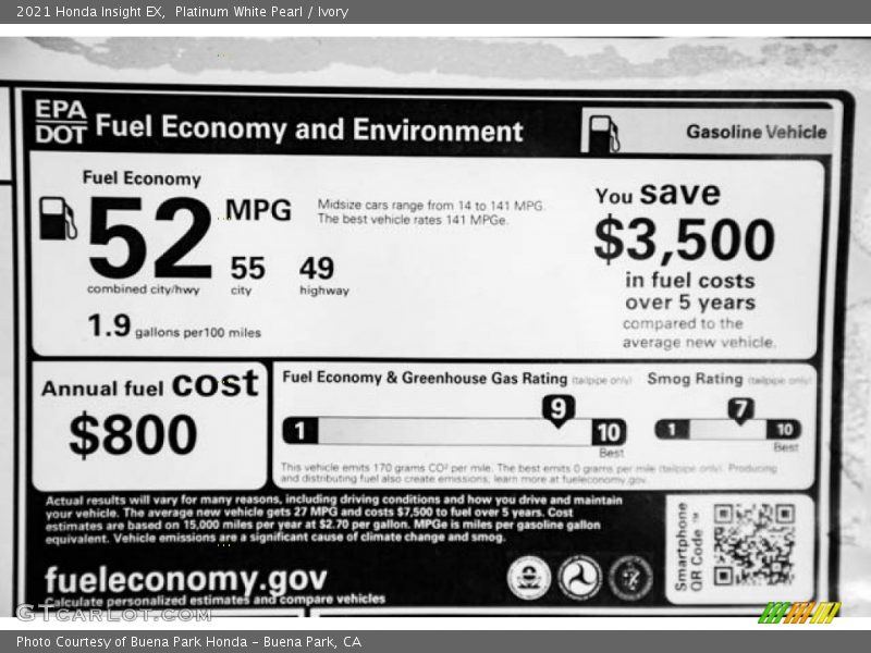 Platinum White Pearl / Ivory 2021 Honda Insight EX