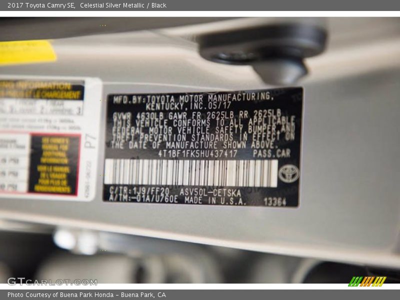 Celestial Silver Metallic / Black 2017 Toyota Camry SE