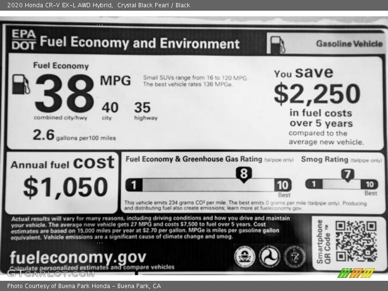 Crystal Black Pearl / Black 2020 Honda CR-V EX-L AWD Hybrid