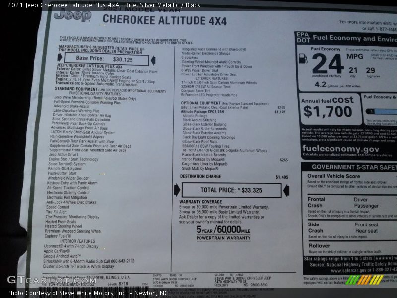 Billet Silver Metallic / Black 2021 Jeep Cherokee Latitude Plus 4x4