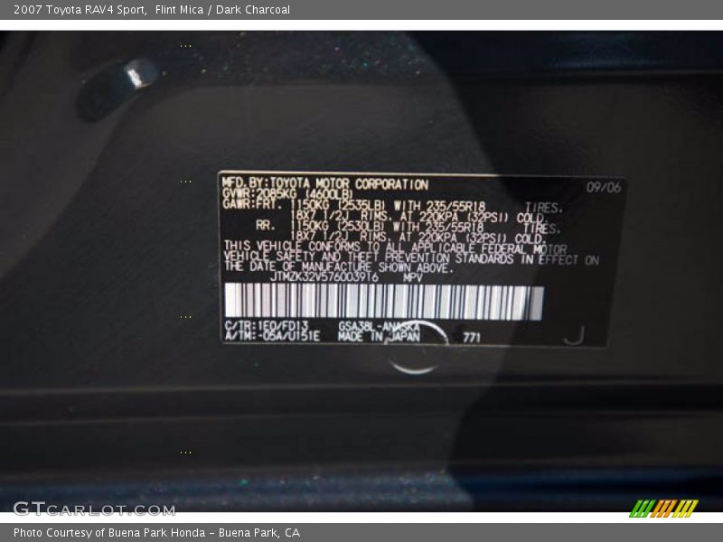 Flint Mica / Dark Charcoal 2007 Toyota RAV4 Sport