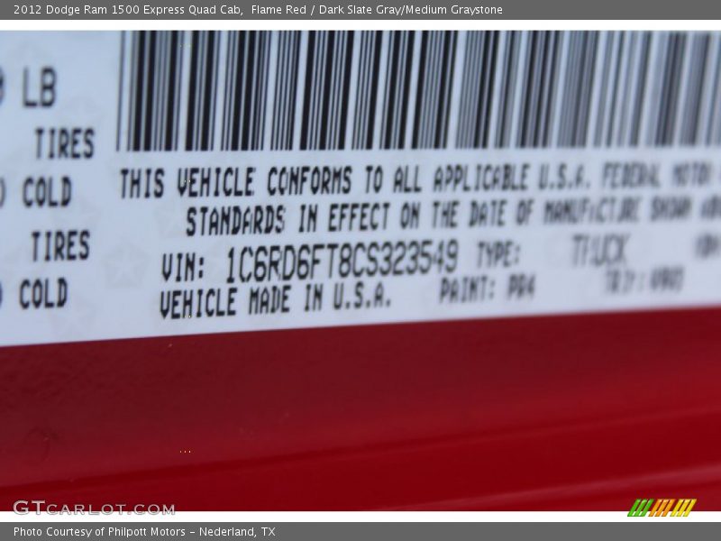 Flame Red / Dark Slate Gray/Medium Graystone 2012 Dodge Ram 1500 Express Quad Cab