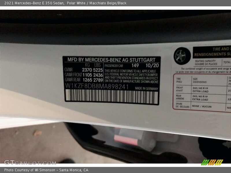 Polar White / Macchiato Beige/Black 2021 Mercedes-Benz E 350 Sedan