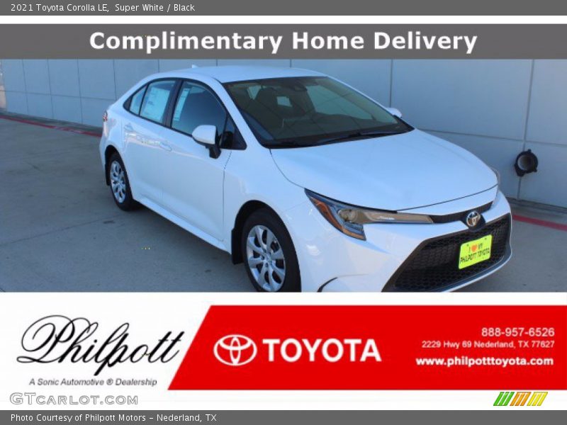Super White / Black 2021 Toyota Corolla LE