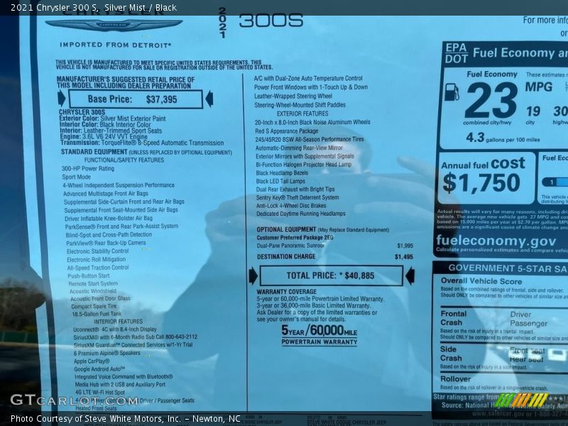  2021 300 S Window Sticker