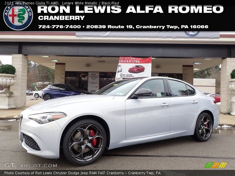 Lunare White Metallic / Black/Red 2021 Alfa Romeo Giulia TI AWD