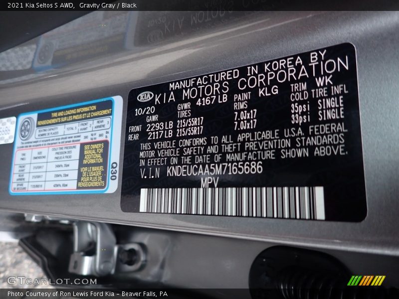 2021 Seltos S AWD Gravity Gray Color Code KLG