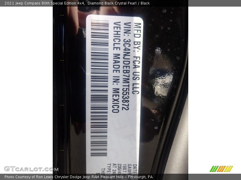 Diamond Black Crystal Pearl / Black 2021 Jeep Compass 80th Special Edition 4x4