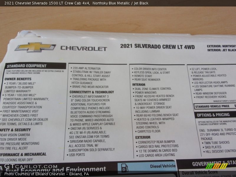 Northsky Blue Metallic / Jet Black 2021 Chevrolet Silverado 1500 LT Crew Cab 4x4