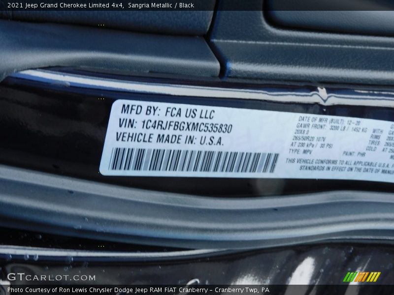 Sangria Metallic / Black 2021 Jeep Grand Cherokee Limited 4x4