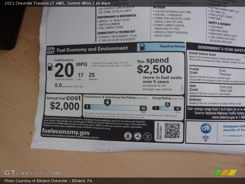 Summit White / Jet Black 2021 Chevrolet Traverse LT AWD